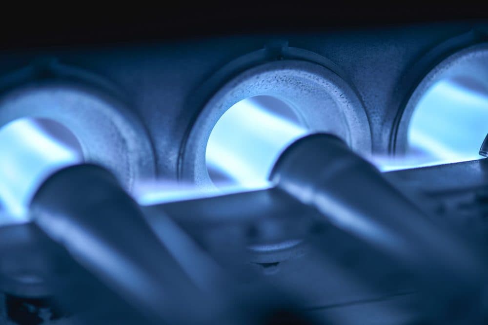 Flames inside of a furnace