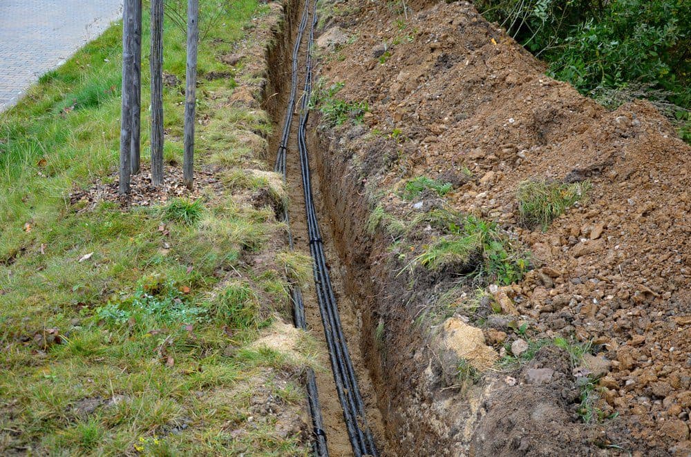 Wiring being buried underground