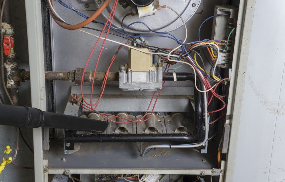 Inside of a furnace machine as it gets cleaned